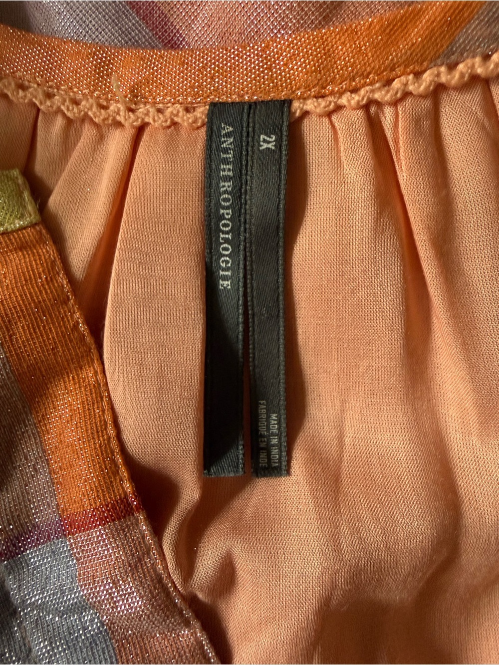 ANTHROPOLOGIE Multicolored Feminine Pastel Plaid Metallic Somerset Mini Dress 2X - Picture 10 of 11